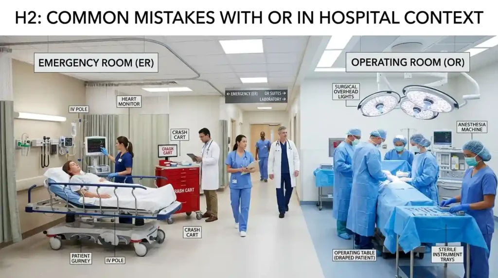 Common Mistakes with OR in Hospital Context