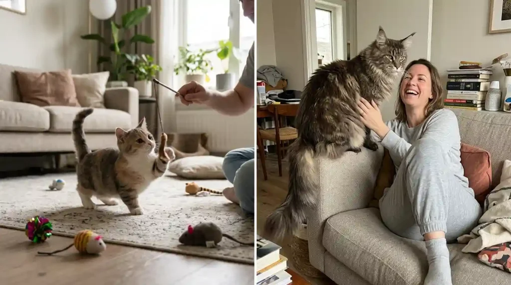 Munchkin and Maine Coon in Everyday Life