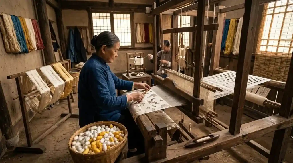 The Origin of Satin and Silk