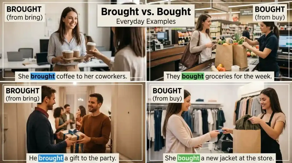 Brought or Bought in Everyday Examples